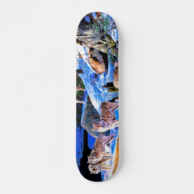 Wolves in snow painting skateboard (Front)