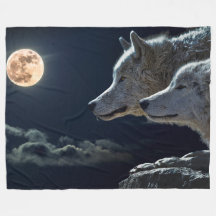 Wolves In The Moonlight Fleece Blanket, Large