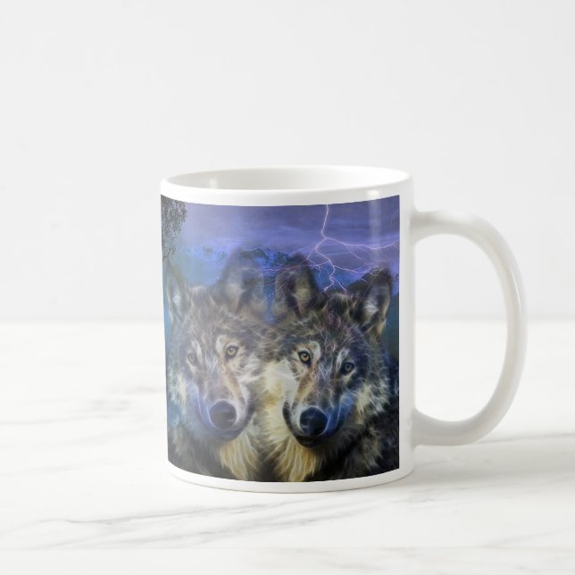 Wolves in the night coffee mug (Right)
