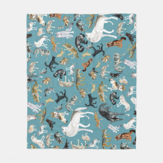 Wolves of the World Turquoise pattern Fleece Blanket