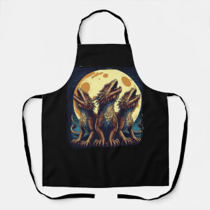 Wolves Parody Three Bearded Dragons Howl At Moon 3 Apron