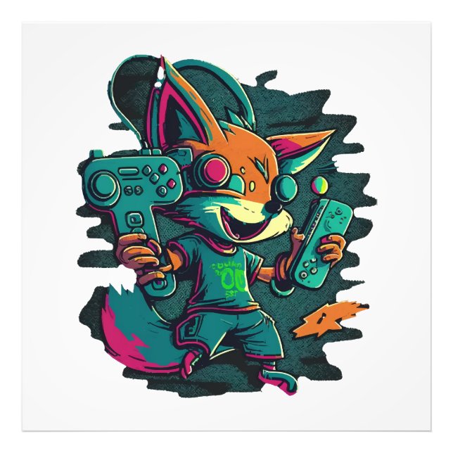 Wolves play games photo print (Front)