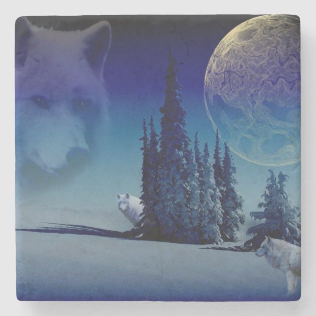 Wolves Stone Coaster (Front)