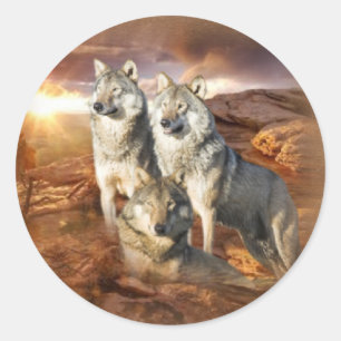 Wolves Trio Classic Round Sticker