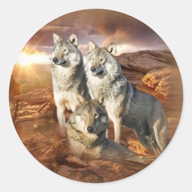 Wolves Trio Classic Round Sticker (Front)