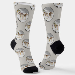 Wolves Winter Snow Painting Original Wildlife Art Socks