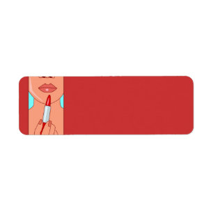 woman716 WOMAN RED LIPSTICK FASHION STYLE SALON BE Return Address Label