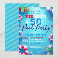 Woman 4th of July Pool Party Adult 50th Birthday