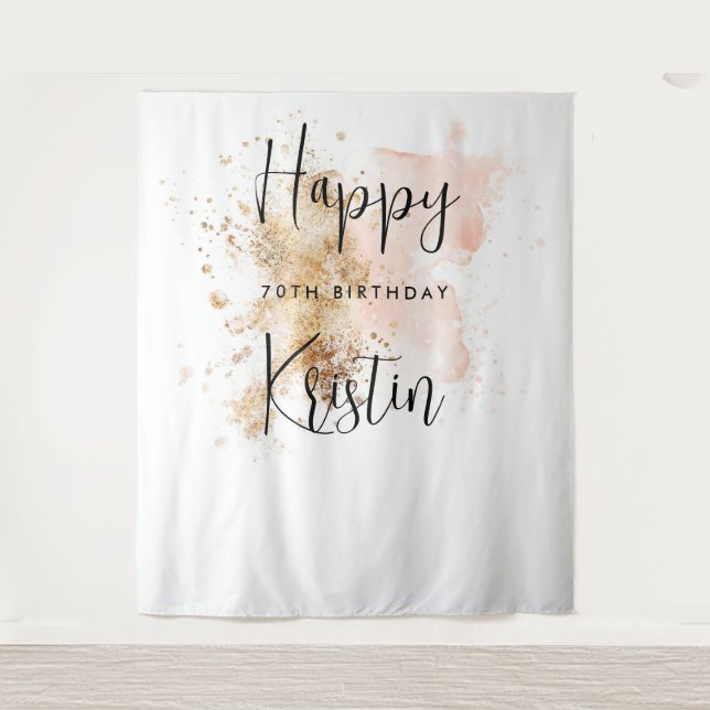 Woman 70th Birthday Photo Booth Backdrop Tapestry (Front)