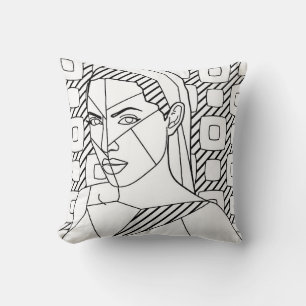 woman abstract line art illustration colouring pag cushion