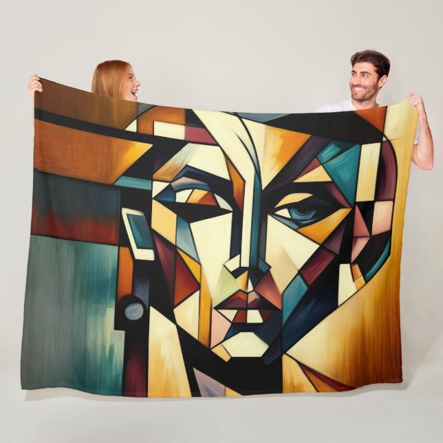  Woman Abstract Modern Painting Fleece Blanket (In Situ)