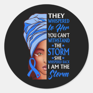 Woman Afro I Am The Storm Ataxia Awareness Ribbon Classic Round Sticker