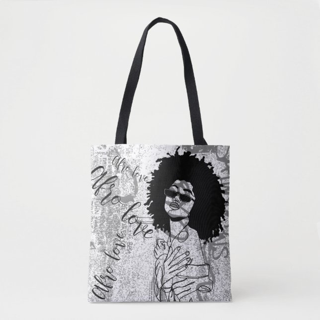 Woman Afro love graffiti Tote Bag (Front)