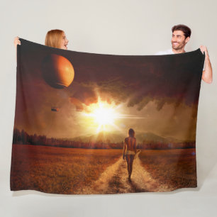 WOMAN and a BALOON Fleece Blanket