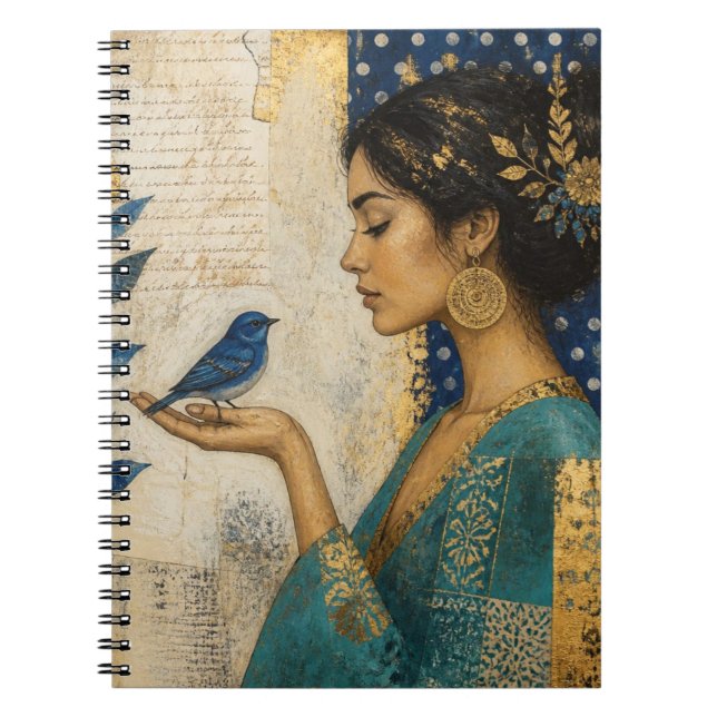 Woman and a Blue Bird Notebook (Front)