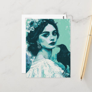 Woman and a Raven  Postcard
