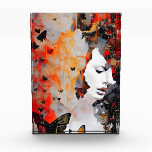  Woman and Butterflies Messy Painting Photo Block
