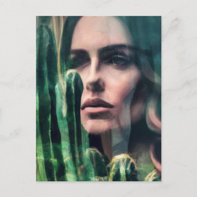 Woman and Cactus Postcard (Front)
