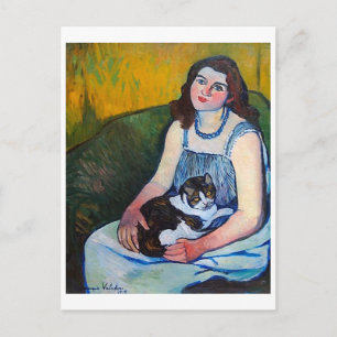 Woman and Cat, Suzanne Valadon Postcard