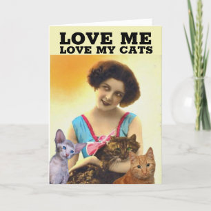 WOMAN AND CATS (CAT MOM) BLANK INSIDE HELLO CARDS