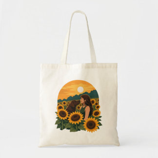 Woman and Chocolate Labrador in a Golden Sunflower Tote Bag