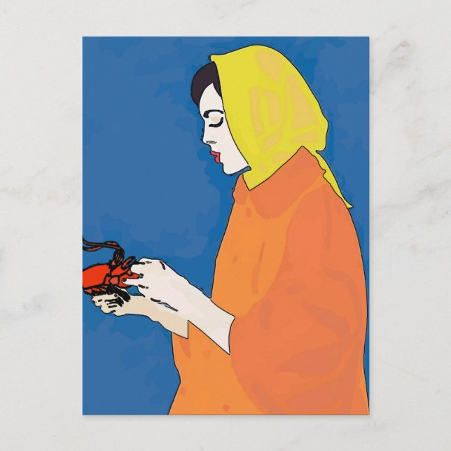 Woman and Crawfish Postcard (Front)