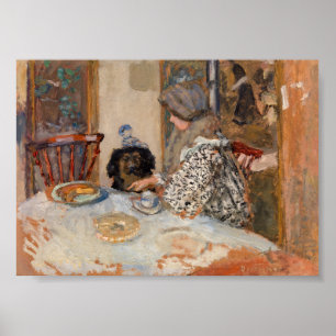 Woman and Dog at Table Paul Bonnard Poster