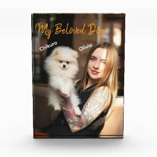 Woman and Dog Custom Photo Block Keepsake Gift