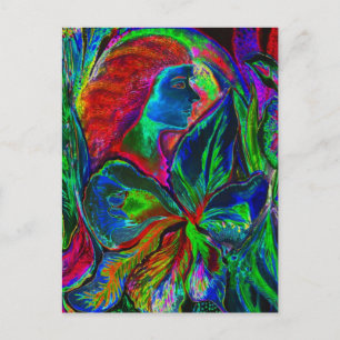 Woman and Flower, Deep Colours (m4sol) Postcard