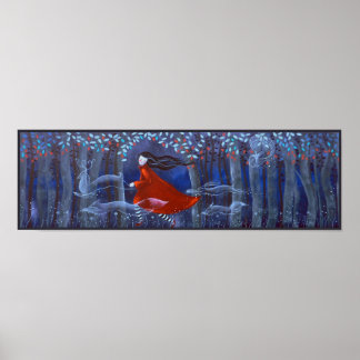 Woman and Forest Animal Spirits. Poster