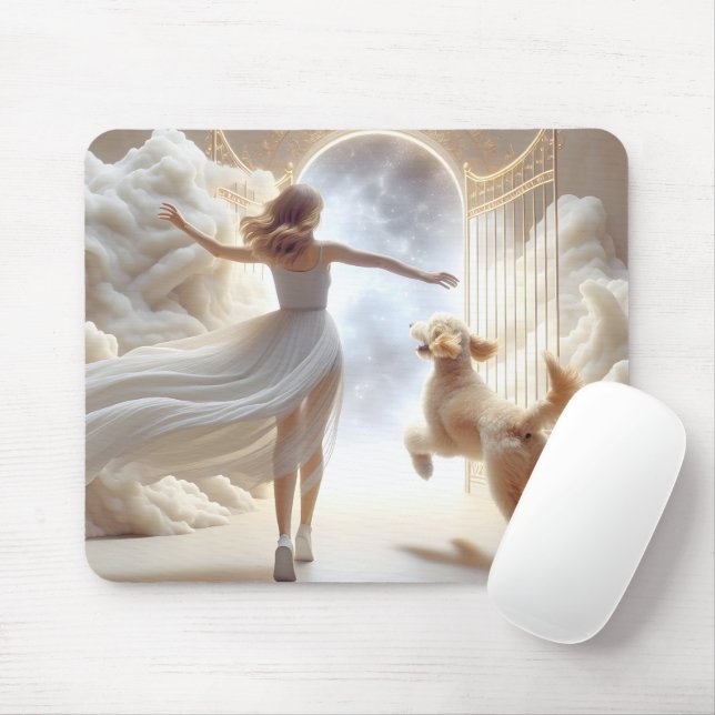 Woman and Goldendoodle At Heaven's Gate Mouse Pad (With Mouse)