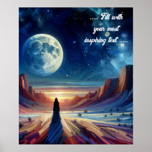 Woman and her shadow in a dessert poster