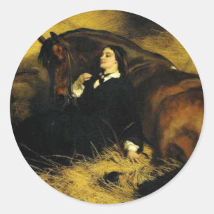 Woman and Horse Classic Round Sticker
