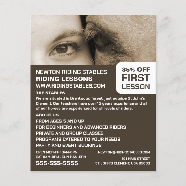 Woman and Horse, Riding Instructor, Academy Flyer (Front)