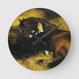 Woman and Horse Round Clock