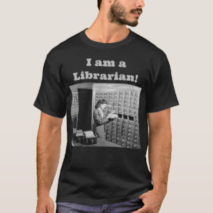 Woman and Library Card Catalogue Vintage T-Shirt