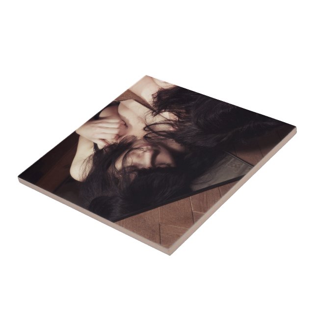 Woman and mirror ceramic tile (Side)