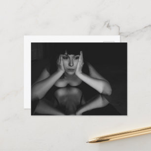 Woman and mirror postcard