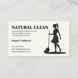 Woman and Mop Cleaning Janitorial Housecleaning Business Card