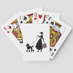 Woman and Poodle Playing Cards