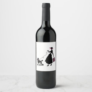 Woman and Poodle Wine Label