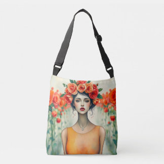 Woman and Roses Crossbody Bag