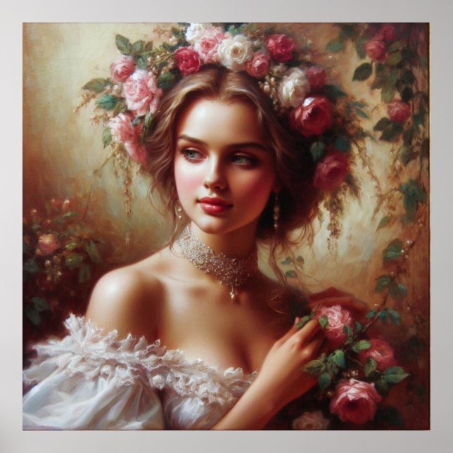 Woman and Roses Poster (Front)