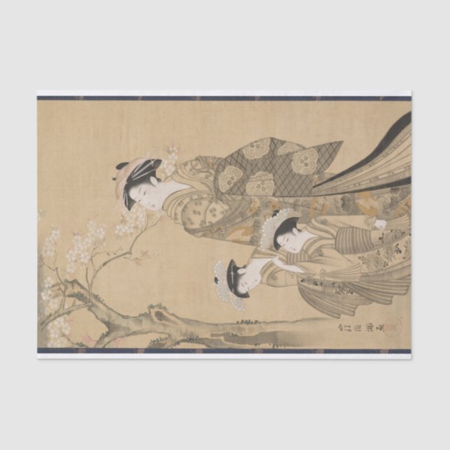 Woman and Two Children by Kubo Shunman Tissue Paper (Front)