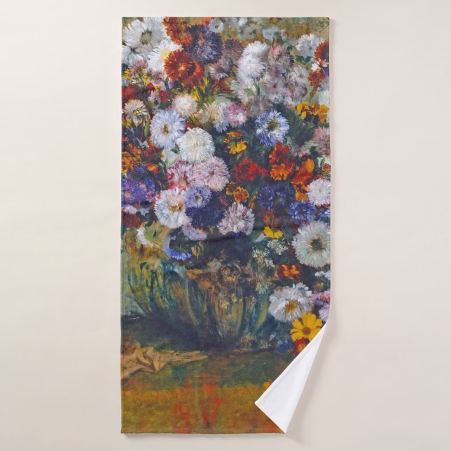 Woman and Vase of Flowers, Edgar Degas Bath Towel (Bath Towel)