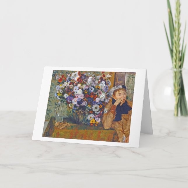 Woman and Vase of Flowers, Edgar Degas Card (Front)