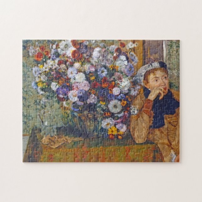 Woman and Vase of Flowers, Edgar Degas Jigsaw Puzzle (Horizontal)