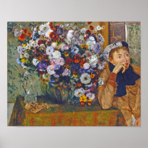Woman and Vase of Flowers, Edgar Degas Poster