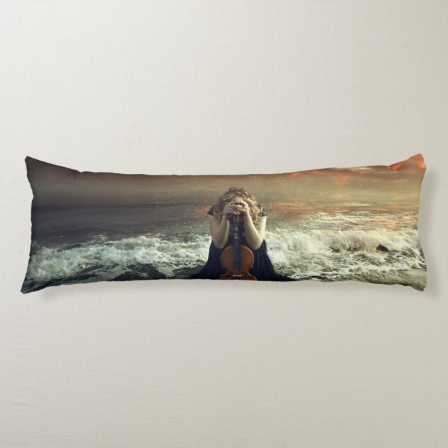 Woman and Violin in the Ocean Body Cushion (Front)