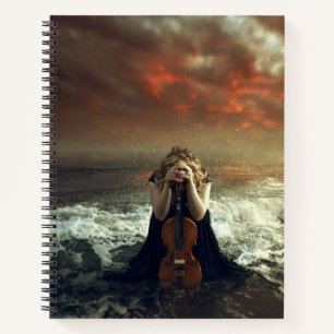 Woman and Violin in the Ocean Notebook